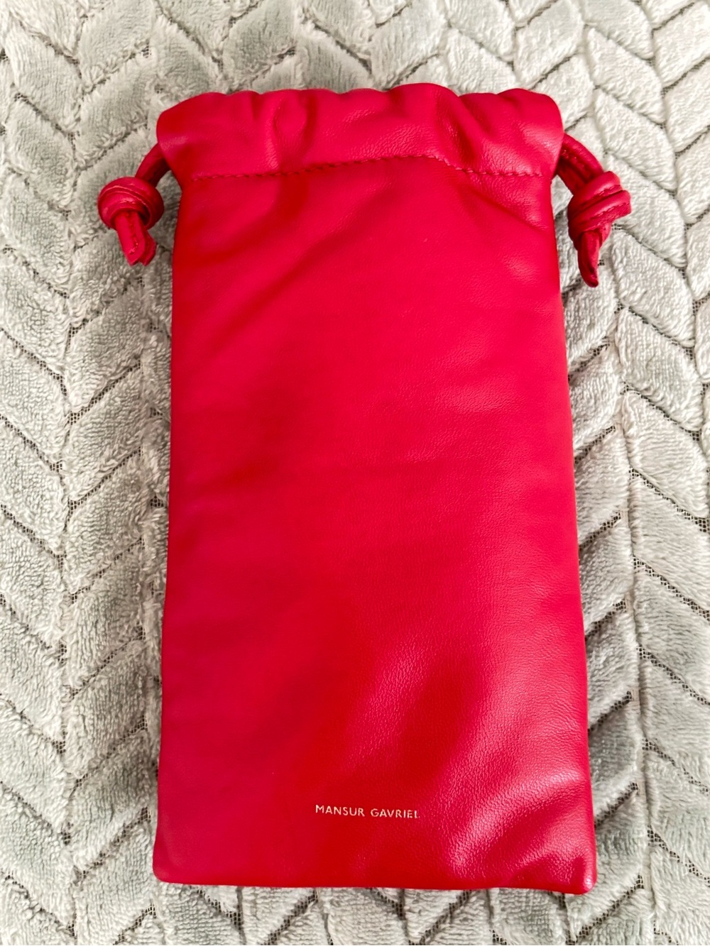 MANSUR GAVRIEL RED SOFT LEATHER PILLOW NECKLACE POUCH